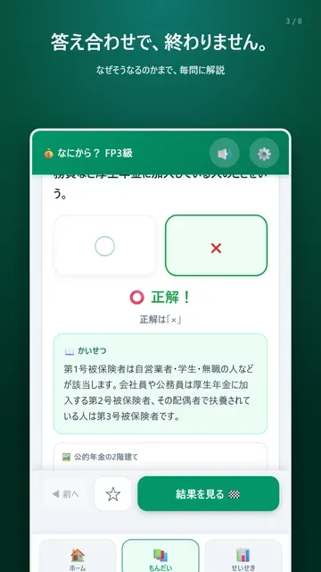 解説と図解の画面（公的年金の2階建て）